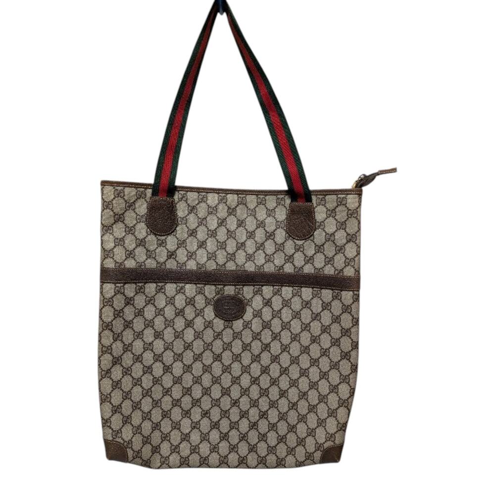 Vintage Gucci GG Supreme Web Stripe Zip Tote